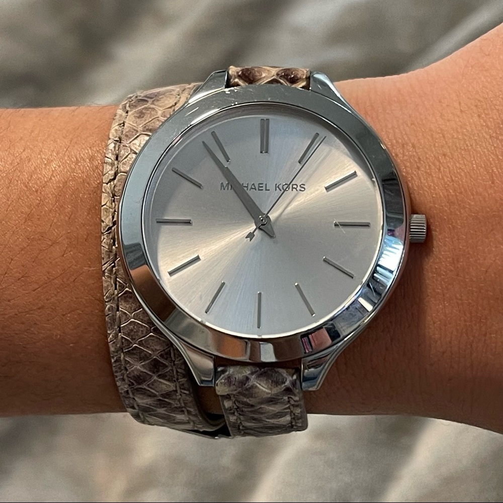 Michael Kors stainless steel snake embossed watch